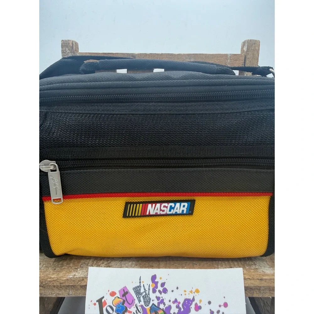 NASCAR Black Yellow Canvas Multi-Pocket Camera Gear Bag Shoulder Strap Racing